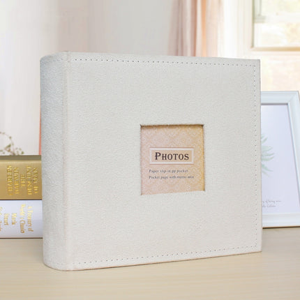 6 Inch 200 Sheets Flannel Retro Photo Album Interstitial Photo Storage Book(White)-garmade.com