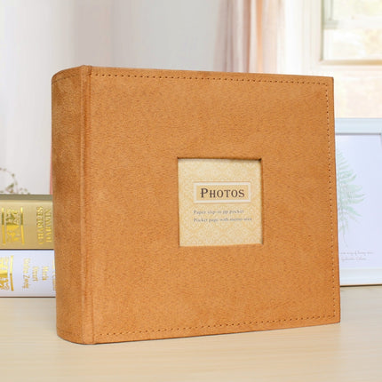 6 Inch 200 Sheets Flannel Retro Photo Album Interstitial Photo Storage Book(Orange)-garmade.com