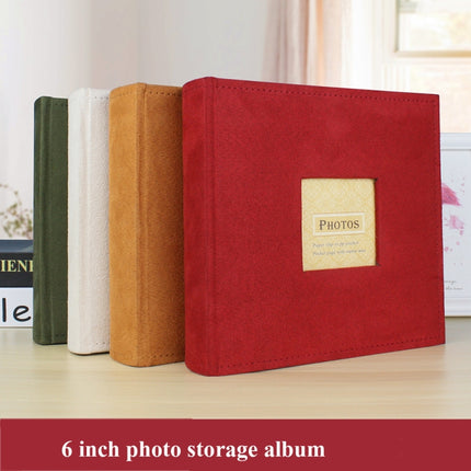 6 Inch 200 Sheets Flannel Retro Photo Album Interstitial Photo Storage Book(Orange)-garmade.com