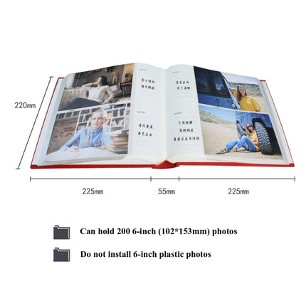 6 Inch 200 Sheets Flannel Retro Photo Album Interstitial Photo Storage Book(Orange)-garmade.com