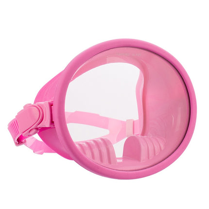 WAVE Panoramic Wide Field Of Vision Diving Goggles Anti-Fog And Waterproof Snorkeling Tempered Glass Mask, Size: One Size(Pink)-garmade.com