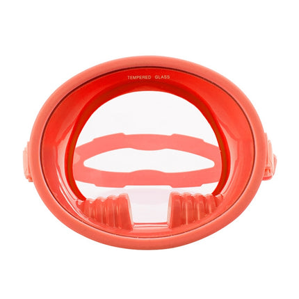 WAVE Panoramic Wide Field Of Vision Diving Goggles Anti-Fog And Waterproof Snorkeling Tempered Glass Mask, Size: One Size(Coral Red)-garmade.com