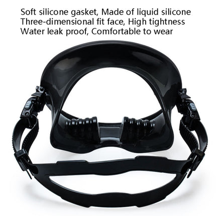 WAVE Panoramic Wide Field Of Vision Diving Goggles Anti-Fog And Waterproof Snorkeling Tempered Glass Mask, Size: One Size(Transparent)-garmade.com