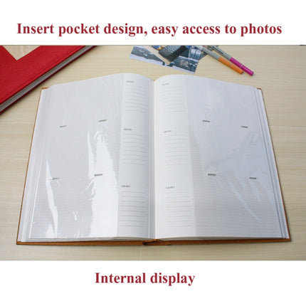 4R 6 Inch 300 Sheets Cloth Photo Album Retro Insert Photo Album Postcard Storage Photo Album(Red)-garmade.com