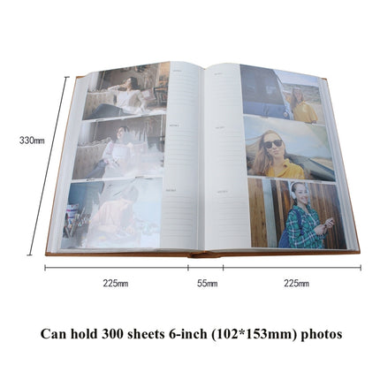 4R 6 Inch 300 Sheets Cloth Photo Album Retro Insert Photo Album Postcard Storage Photo Album(Green)-garmade.com