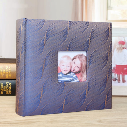 4R 6 Inch 200 Sheets Cloth Photo Album Baby Growth Memorial Album Interstitial Album(Purple Blue)-garmade.com