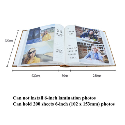 4R 6 Inch 200 Sheets Cloth Photo Album Baby Growth Memorial Album Interstitial Album(Black-brown)-garmade.com