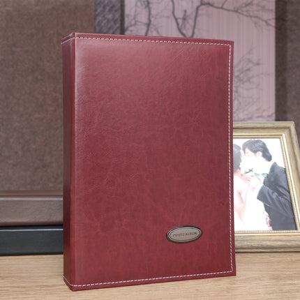 6 Inch 240 Sheets Leather Cover Photo Album Family Memorial Album Interstitial Album(Red)-garmade.com