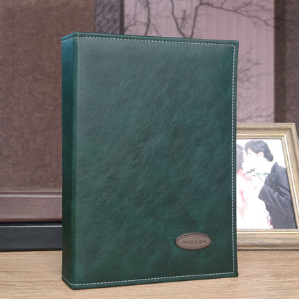 6 Inch 240 Sheets Leather Cover Photo Album Family Memorial Album Interstitial Album(Green)-garmade.com