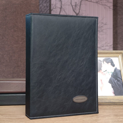 6 Inch 240 Sheets Leather Cover Photo Album Family Memorial Album Interstitial Album(Black)-garmade.com