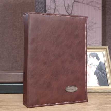 6 Inch 240 Sheets Leather Cover Photo Album Family Memorial Album Interstitial Album(Dark Brown)-garmade.com