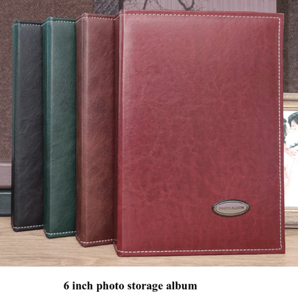 6 Inch 240 Sheets Leather Cover Photo Album Family Memorial Album Interstitial Album(Green)-garmade.com