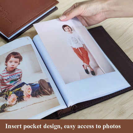 5R 7 Inch 80 Sheets Leather Photo Album PP Interstitial Album Storage Book(Dark Brown)-garmade.com