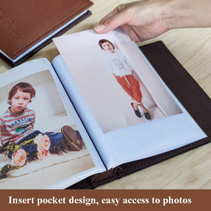 5R 7 Inch 80 Sheets Leather Photo Album PP Interstitial Album Storage Book(Light Brown)-garmade.com