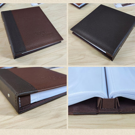 5R 7 Inch 80 Sheets Leather Photo Album PP Interstitial Album Storage Book(Dark Brown)-garmade.com