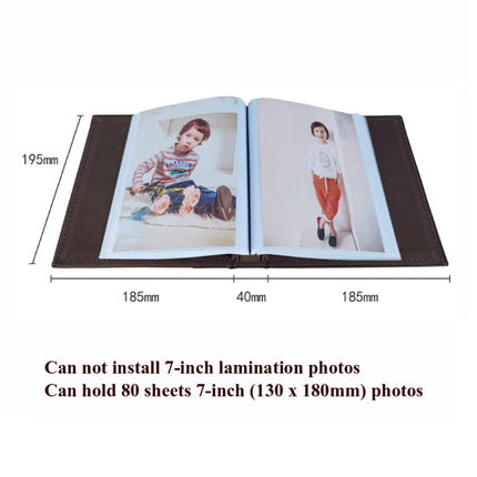 5R 7 Inch 80 Sheets Leather Photo Album PP Interstitial Album Storage Book(Light Brown)-garmade.com