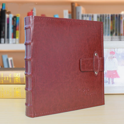 5R 7 Inch 200 Sheets PU Leather Photo Album Interstitial Photo Album Postcard Storage Book(Jujube Red)-garmade.com