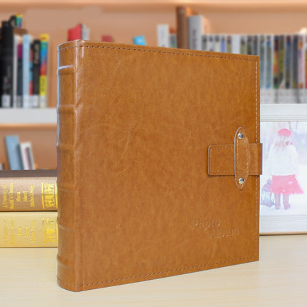 5R 7 Inch 200 Sheets PU Leather Photo Album Interstitial Photo Album Postcard Storage Book(Brown)-garmade.com