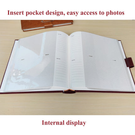 5R 7 Inch 200 Sheets PU Leather Photo Album Interstitial Photo Album Postcard Storage Book(Brown)-garmade.com