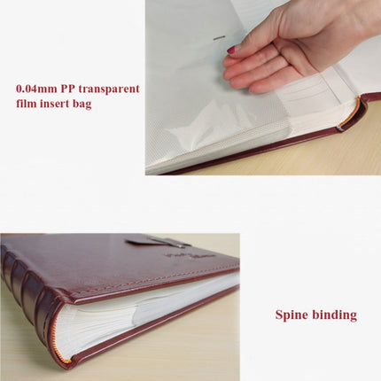 5R 7 Inch 200 Sheets PU Leather Photo Album Interstitial Photo Album Postcard Storage Book(Jujube Red)-garmade.com