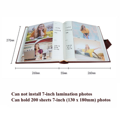 5R 7 Inch 200 Sheets PU Leather Photo Album Interstitial Photo Album Postcard Storage Book(Brown)-garmade.com