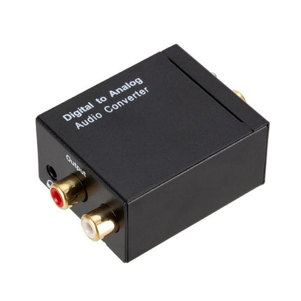 KYHD48 Digital Coaxial Optical Fiber Signal To 3.5mm Analog Audio Output Converter, US Plug(Black)-garmade.com