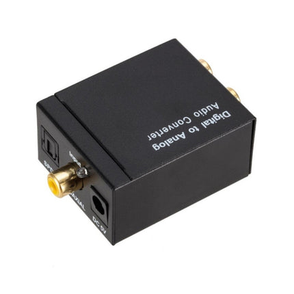 KYHD48 Digital Coaxial Optical Fiber Signal To 3.5mm Analog Audio Output Converter, US Plug(Black)-garmade.com
