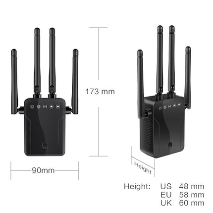 M-95B 300M Repeater WiFi Booster Wireless Signal Expansion Amplifier(Black - US Plug)-garmade.com