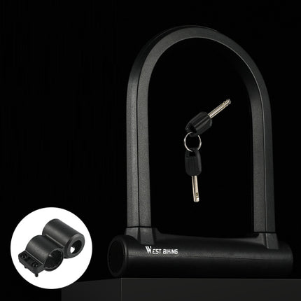 WEST BIKING Extra Large U-Shaped Bicycle Key Anti-Theft Lock(Black)-garmade.com