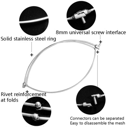 Foldable Stainless Steel Dip Net Head Fishing Net, Specification: Solid 40cm Big Mesh-garmade.com