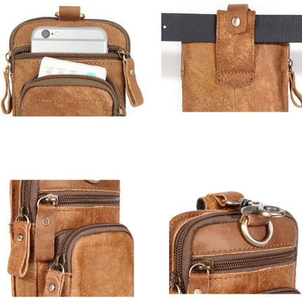 6386 Men Retro Cowhide Multifunctional Sports Belt Waist Bag(Coffee)-garmade.com