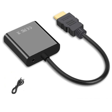 2 PCS Jasoz 1080P HDMI To VGA Converter Oxygen-Free Copper Core, Colour: With Audio (Black)-garmade.com