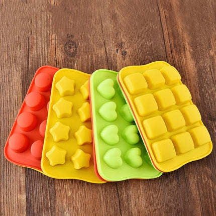 2 PCS Silicone Chocolate Mold Tray Creative Geometry Shaped Ice Cube Cake decoration Mold, Shape:Round(Red)-garmade.com