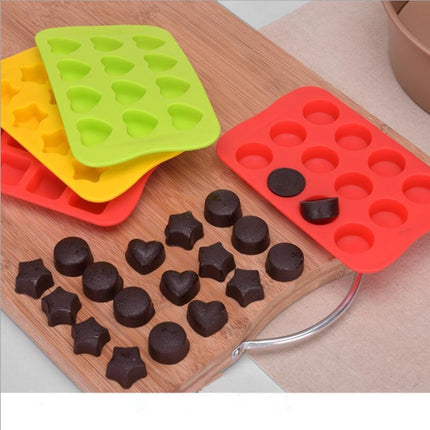 2 PCS Silicone Chocolate Mold Tray Creative Geometry Shaped Ice Cube Cake decoration Mold, Shape:Round(Red)-garmade.com