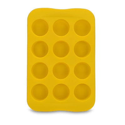 2 PCS Silicone Chocolate Mold Tray Creative Geometry Shaped Ice Cube Cake decoration Mold, Shape:Round(Yellow)-garmade.com