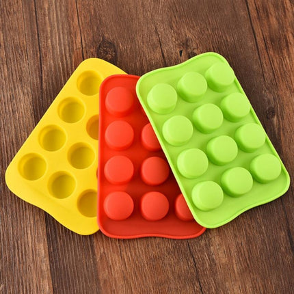 2 PCS Silicone Chocolate Mold Tray Creative Geometry Shaped Ice Cube Cake decoration Mold, Shape:Round(Yellow)-garmade.com