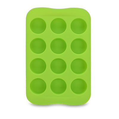 2 PCS Silicone Chocolate Mold Tray Creative Geometry Shaped Ice Cube Cake decoration Mold, Shape:Round(Green)-garmade.com