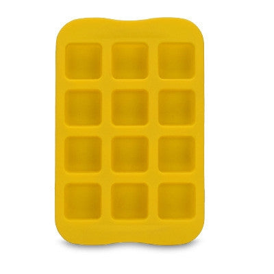 2 PCS Silicone Chocolate Mold Tray Creative Geometry Shaped Ice Cube Cake decoration Mold, Shape:Square(Yellow)-garmade.com