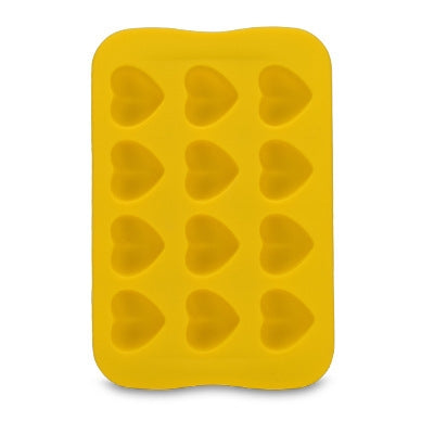 Silicone Chocolate Mold Tray Creative Geometry Shaped Ice Cube Cake decoration Mold, Shape:Heart(Yellow)-garmade.com