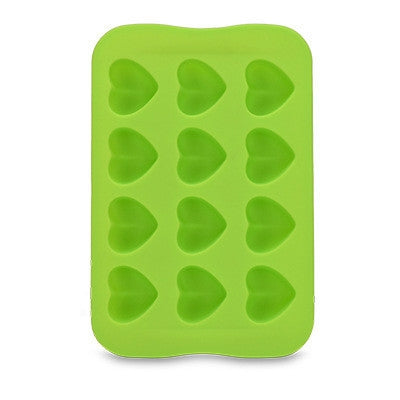 Silicone Chocolate Mold Tray Creative Geometry Shaped Ice Cube Cake decoration Mold, Shape:Heart(Green)-garmade.com