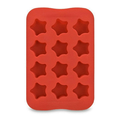 Silicone Chocolate Mold Tray Creative Geometry Shaped Ice Cube Cake decoration Mold, Shape:Star(Red)-garmade.com