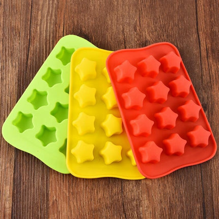 Silicone Chocolate Mold Tray Creative Geometry Shaped Ice Cube Cake decoration Mold, Shape:Star(Red)-garmade.com