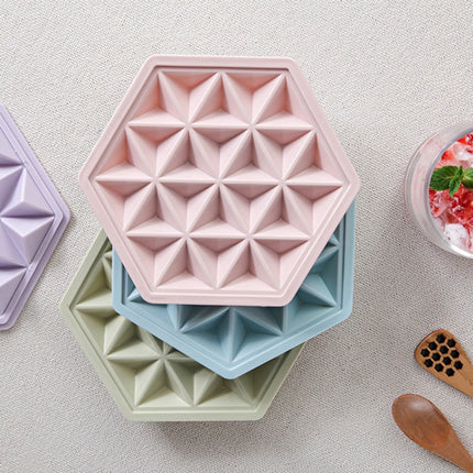 Home Creative DIY Ice Grid Mould Hexagonal Homemade Ice Mold With Tray Ice Cube Ice Cream Ice Box(Blue)-garmade.com