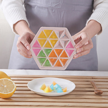 Home Creative DIY Ice Grid Mould Hexagonal Homemade Ice Mold With Tray Ice Cube Ice Cream Ice Box(Blue)-garmade.com