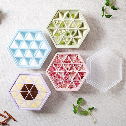 Home Creative DIY Ice Grid Mould Hexagonal Homemade Ice Mold With Tray Ice Cube Ice Cream Ice Box(Blue)-garmade.com