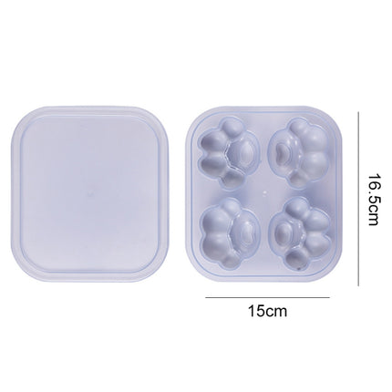 Household Cat Paw Shape Creative Silicone Ice Box Ice Cube Mold Ice Hockey DIY Food Supplement Box with Lid(Lilac Purple)-garmade.com