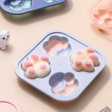 Household Cat Paw Shape Creative Silicone Ice Box Ice Cube Mold Ice Hockey DIY Food Supplement Box with Lid(Lilac Purple)-garmade.com