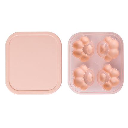 Household Cat Paw Shape Creative Silicone Ice Box Ice Cube Mold Ice Hockey DIY Food Supplement Box with Lid(Shrimp Red)-garmade.com