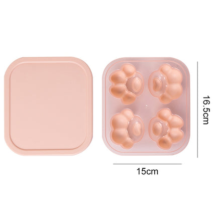 Household Cat Paw Shape Creative Silicone Ice Box Ice Cube Mold Ice Hockey DIY Food Supplement Box with Lid(Shrimp Red)-garmade.com