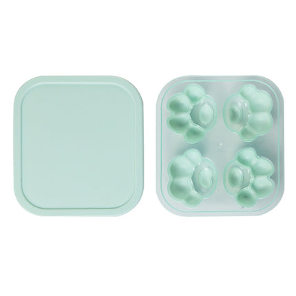 Household Cat Paw Shape Creative Silicone Ice Box Ice Cube Mold Ice Hockey DIY Food Supplement Box with Lid(Vegetation Green)-garmade.com